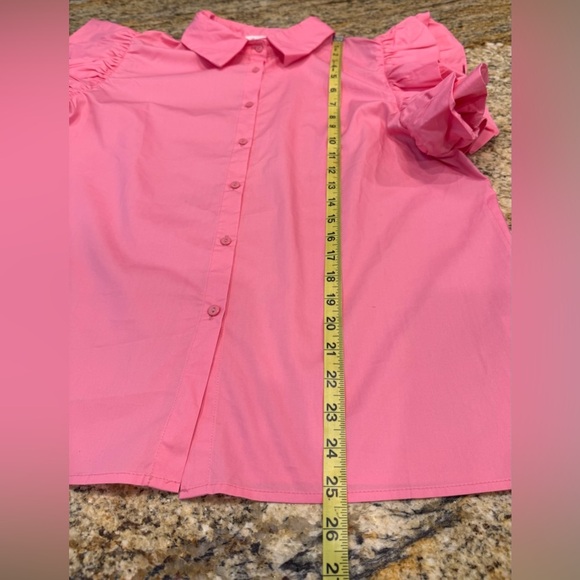 Bucket List women’s Size 1X Pink Ruffle Blouse Button Down NWOT - Picture 7 of 7